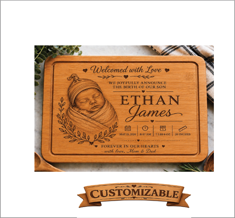 Birth Announcement Cutting Board