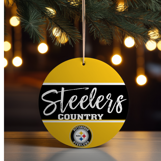 “Steelers Country” Christmas Ornament – Fan Gift, Tree Decor, Holiday Keepsake