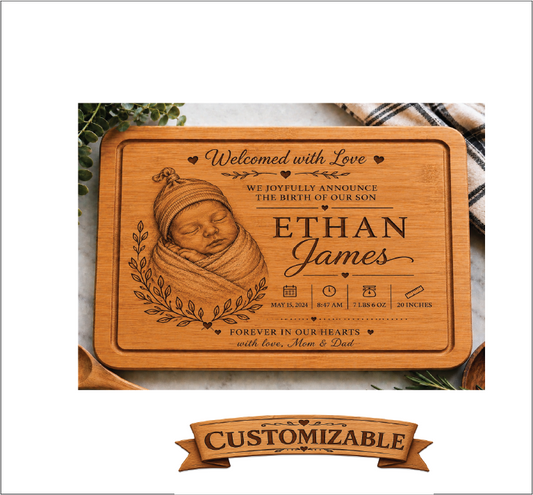 Birth Announcement Cutting Board